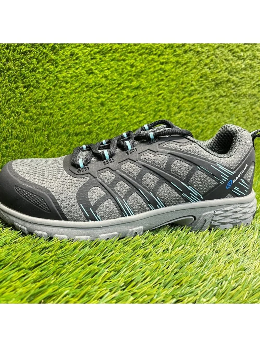 Nautilus Stratus Women Size 7.5D Gray Black Blue Composite Toe Safety Work Shoes